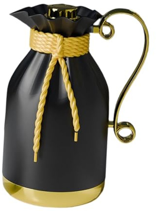 KiBcsLic Caraffa Termica Isolata Teiera Bollitore Termico Brocca Latte con Manico Ergonomico Coperchio Sicuro E Beccuccio Antigoccia Materiale Durevole E Isola, Oro