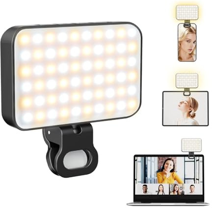 luce selfie per telefono,luce per foto con 3000-6500K 3 modalità,2000mAh Batteria Portatile Luce Fotocamera.Lampada per Foto per Telefono/iPad/Laptop/TikTok/iPhone