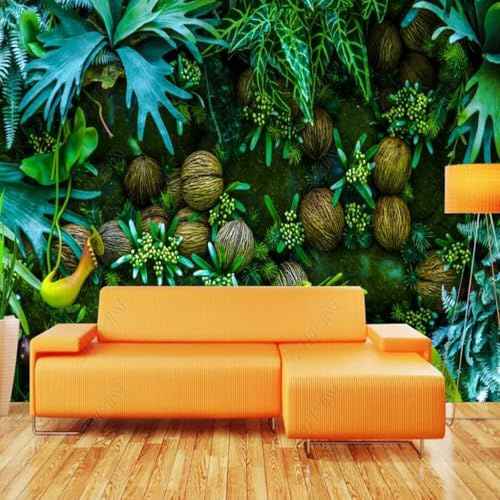 XLMING Fresh and Beautiful Tropical Forest Pitcher Plants and Fruits 3D Wallpaper Silky Texture Home Study Office Grey Dining Room Sofa Bedroom Living Room TV Backdrop-430cm×300cm