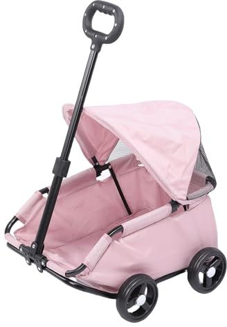 Hamwesh Husdjursvagn, 4-hjuls Hopfällbar Lätt Hundvagn, Kattvagn med Solskydd för små Hundar Katter Valphållare Resor (Rosa)