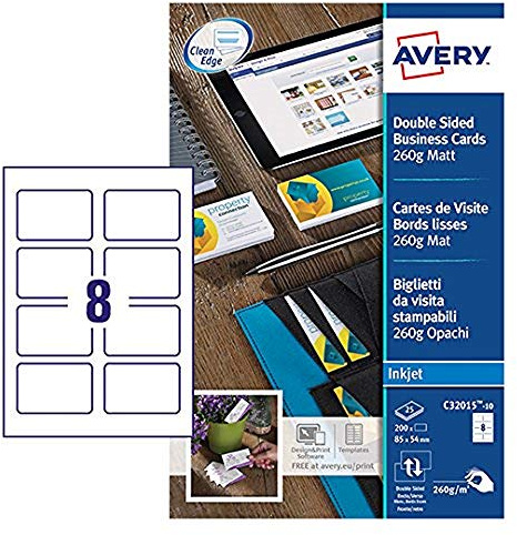 Avery España C32015-10 - Tarjetas de visitas blancas,85x54 mm, 10 hojas