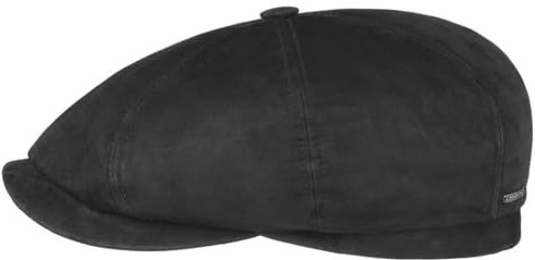 Stetson Gorra Hatteras Goat Suede Hombre - Made in Germany de Gorras Invierno con Visera, Forro Otoño Verano Primavera Verano/Invierno - 57 cm Negro
