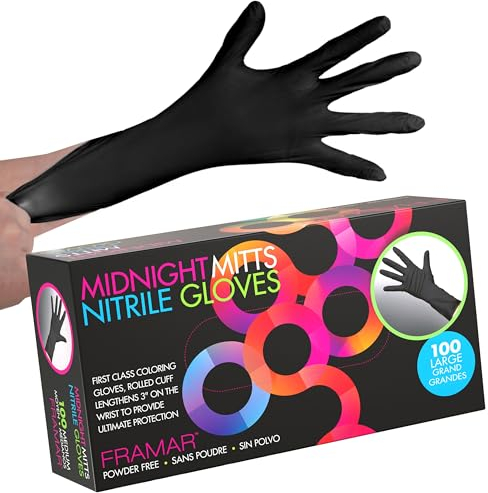 FRAMAR Gants Jetables Noir - Gants Nitrile L, Gant Nitrile Jetable Noir, Gants Mecanicien, Gant Menage, Gants Cuisine Jetables, Latex Jetable, – Grande 100