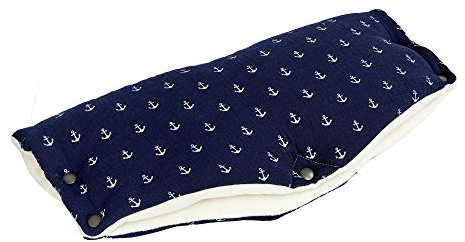 KraftKids Kinderwagenmuff in Musselin dunkelblau Anker, Kinderwagen Handschuhe Breite 48 cm Tiefe 23 cm, Buggy Handwärmer mit Liebe handgefertigt in der EU