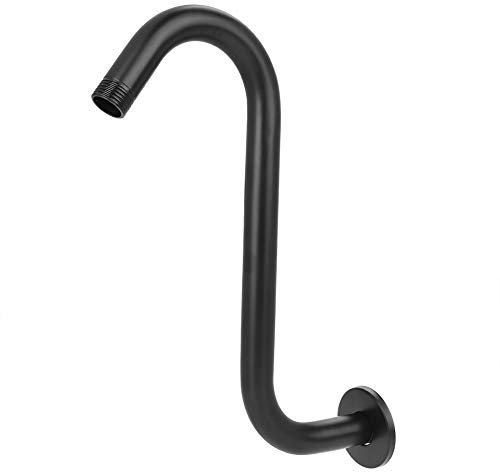 SOULONG - Brazo de Ducha Curvado de Acero Inoxidable 201, 20,3 cm de Alto, Accesorio de baño G1,27 cm, Cuello de Ganso, Brazo de Ducha de Alto, Salida de Agua, Color Negro