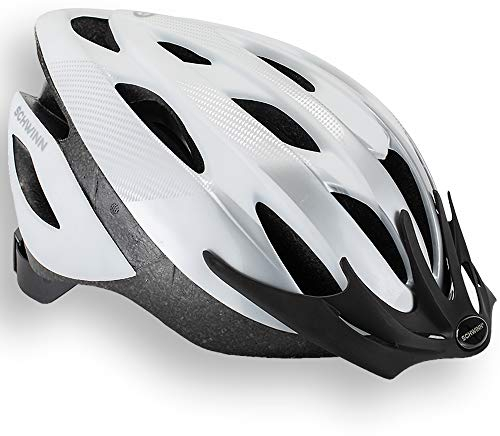 Schwinn Thrasher Mens and Womens Bike Helmet, Age 14+, Adult Fit 58-62cm, Comfortable Dial Fit Adjustment, 20 Air Vents, Removable Visor, White