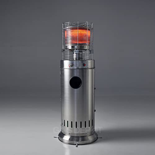 REALGLOW Bullet Gas Patio Heater 13kW – Table Floor, Stainless Steel Finish, Easy Ignition, Commercial Outdoor Heater for Garden & Patio Heating
