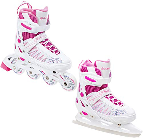 RAVEN 2-i-1 skridskor, inlines, skridskor, inlines, för barn, flickor, justerbara (Grace, 35–39 (23–25,5 cm))