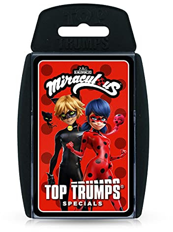 Top Trumps Miraculous Specials Card Game, play with Ladybug and her friends including Queen Bee, Cat Noir, Rena Rogue and Adrien Agreste, educational gift and toy for boys and girls Aged 6 plus