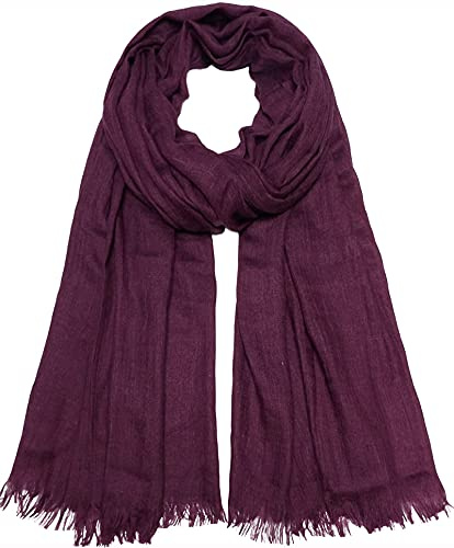 Gragengs Sciarpe estive da donna, scialle leggero, lungo e grande in garza, scialle in lino per la spiaggia, semplice, 190,5 x 109,2 cm, Viola scuro, free size