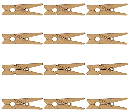 Tramming Shop Winzige Wäscheklammern aus Holz, 3,5 cm, 50 Stück, goldfarben, zum Aufhängen von Fotos, Scrapbooking, Kartenherstellung, DIY-Dekorationen, Mini-Wäscheklammern zum Basteln