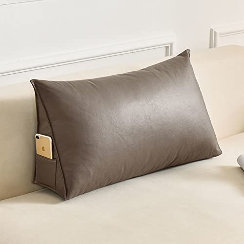 Lujoso cojín triangular para cama de lectura, funda de piel sintética impermeable, soporte de cintura grande para respaldo