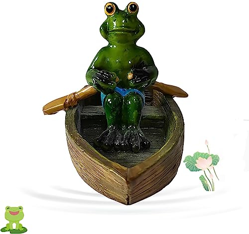 LIBOOI Harz-Froschstatue, schwimmende Teichdekoration, skurrile grüne Frosch-Skulptur für den Außenbereich, Garten, Teich, Hof