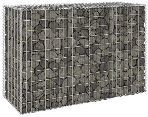 FIRBNUS Gabbione con Copertura in Acciaio Zincato 150x60x100 cm Gabbioni Metallici Per Pietre Fioriera Rialzata A Gabbione Parete Gabbione Fioriera Fioriera Acciaio Rete Gabbione Giardino