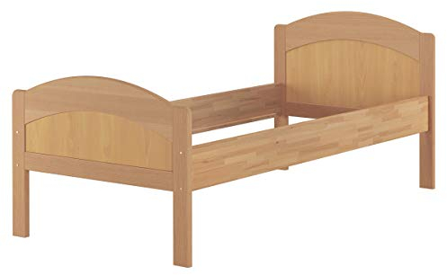 Erst-Holz Überlanges Holzbett mit hoher Sitzkante Buche Natur 90x220 Zubehör wählbar V-60.75-09-220, Ausstattung: Federholzrahmen inkl.