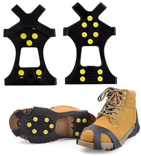 2 PCS Crampons Antidérapants 10 Clous, Chaussure Hiver Inoxydable, Traction Sur Glace, Pour Randonnées Et Alpinisme (S)