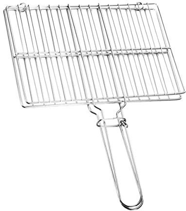 DIKACA Grille De Poisson Grillé Rôtissoire Grils Portables Panier à Grillades De Maïs Griller des Paniers De Légumes Panier à Griller Crevettes Poêle Osier Plaque Acier Inoxydable Silver