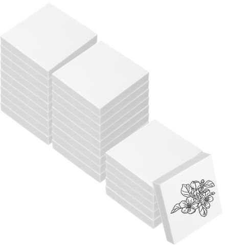 PATIKIL 24 blocchi in gomma da 5,8 x 5,1 cm, morbidi blocchi di linoleum per intaglio artistico, quadrati, per la realizzazione di francobolli e intagli, colore bianco