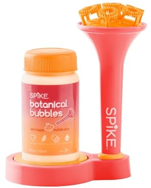 Innobaby Spike Bubble Blower with Mess Free Botanical Bubbles and Dipping Tray - Pink Color - Magic Wand Blows Oodles of Bubbles Without The Mess - Recommended for Speech, Visual & Motor Development