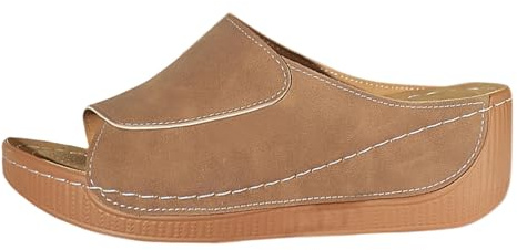 Dam ortopediska sandaler, platåtofflor för kvinnor, fiskmunstycken, pantoletter, öppen tå, lädertofflor, kil, plattform, sandal, stor storlek, glidskydd, mjuka sulor, sommarskor, badskor