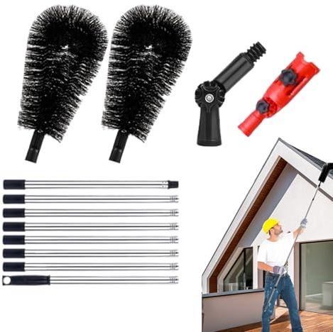 Bkljkf Regnränna, rengöringsverktyg – takrengöringsborste med teleskophandtag | 320 cm räckvidd för utomhusbruk, underhåll, igensättning
