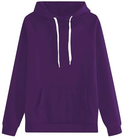 Jersey Islandés para mujer, tejido a mano, bolsillo de color liso, estilo casual, ajuste cómodo, par de sudaderas con capucha para dos, morado, L