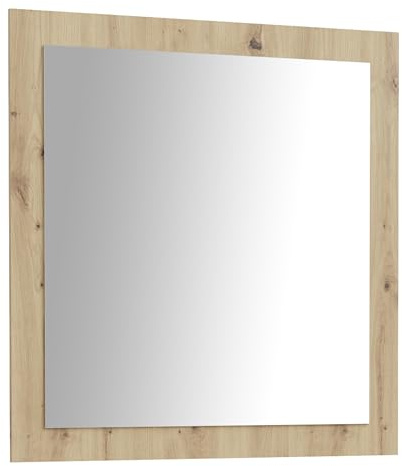 Forte BACCIO Spiegel 80 90, moderner Garderobenspiegel, Holzwerkstoff, Mauvella Eiche Holzdekor, 83 cm breit x 88 cm hoch x 1,8 cm tief