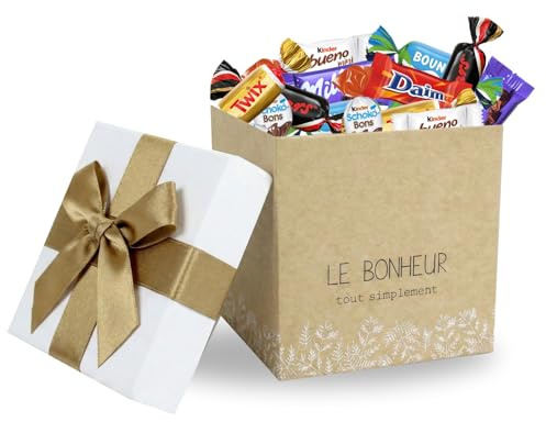 Assortiment de 50 Bonbons au chocolat Milka, Daim, Célébrations,Kinder dans une Jolie Boite  le Bonheur tout simplement | Cadeau pour un Anniversaire, la Saint-Valentin, la Fête des Mères