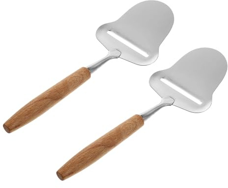 SHINEOFI 2pcs Manual Cheese Grater and Planer Set with Stainless Steel Blades and Wood Handles, Non-slip Kitchen Shredder for Baking, Chocolate, and Vegetable Slicing