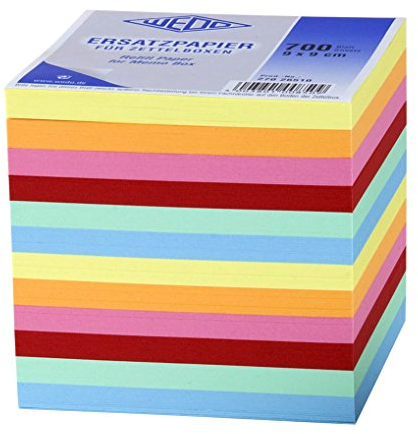 Wedo 27026510 Ersatzpapier (für Zettelbox, 9 x 9 cm, 700 Blatt, farbig)