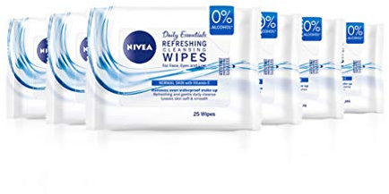 NIVEA Refreshing Make-Up Wipes with Vitamin E (Pack of 6, 150 Wipes)