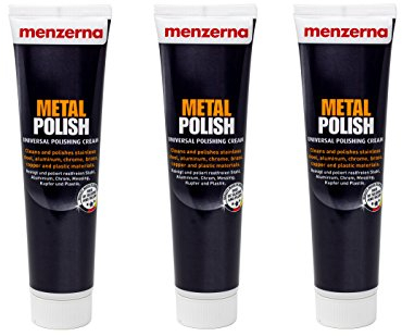 Menzerna Metal Polish Set avec chiffon en microfibre de haute qualité pour acier inoxydable, aluminium, chromé, plastique, pot d'échappement, gril de refroidissement, baguettes de décoration