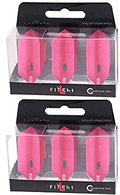 L-style L6 Slim PRO Dart Flights – Soft & Steel Tip Compatible – Hot Pink – 2 Sets (6 Flights)