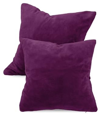 npluseins 2er Pack Kissenhüllen aus Coral-Kuschel-Fleece (2 Stück) 1257.1667, ca. 50 x 50 cm, Beere