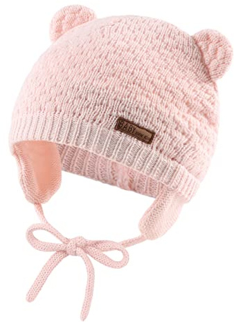 XIAOHAWANG Baby öronlapp mössa mössa mjuk baby pojke stickade mössor söt björn spädbarn småbarn flicka hattar höst vinter, Rosa, 3 år