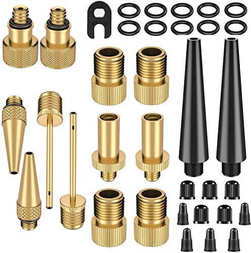 35PCS Bike Pump Adapter - Schrader Valve, Presta Valve, Dunlop/Woods Tyre Valve Adaptor, Bicycle Tire Pump Adapter(AV DV SV) with Ball Pump/Air Pump/Compressor Adapter Tire Valve Caps