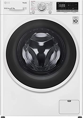 LG F4DE408AIDD Lavasciuga a Carica Frontale 8/6 Kg, 1400 Giri/min, Lavatrice e Asciugatrice con Intelligenza Artificiale AI DD, Vapore Igienizzante, Motore Inverter Direct Drive, 60x85x56cm - Bianco