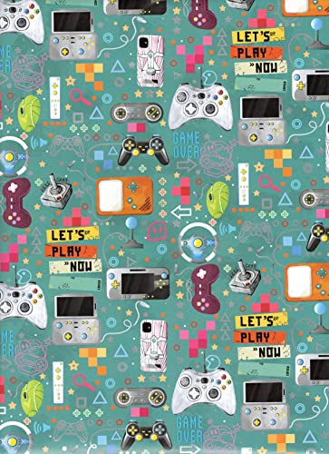 ARKRAFT papier d'emballage cadeau set 3 feuilles taille XXL 90 x 65 cm emballage sans plastique papier FSC video games (18-9242)