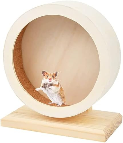 Hamsterrad Holz, Kleintierspielzeug Laufrad,für kleine Haustiere, geräuscharmes Laufrad für Ruhe und Bewegung von syrischen Hamstern, Rennmäusen, Ratten, Mäusen, Zwergen(Φ/ 15 cm)