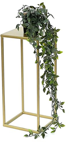 DanDiBo Sgabello per fiori in metallo dorato, rettangolare, 82 – 42 cm, tavolino da tavolo 96406 con colonna di fiori, moderno supporto per piante (S: 42 cm)