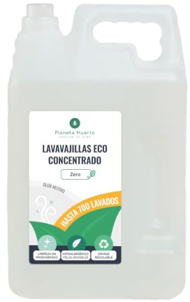 PLANETA HUERTO | Lavavajillas Manual Hipoalergénico Sin Perfume Eco 5L - Limpieza Ecológica y Suave para Todo Tipo de Utensilios
