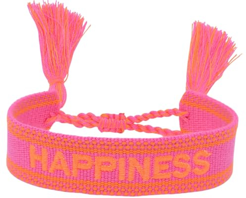 Selfmade Jewelry Stoff Armband Love Armband in Pink - Gewebtes Freundschaftsarmband, ideale kleine Geschenke für Frauen, einzigartiges Geschenk für Frauen (NEON HAPPINESS)