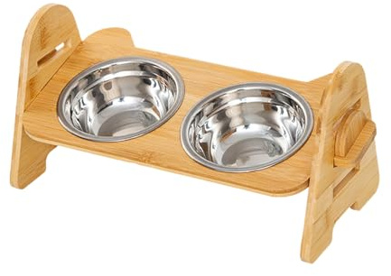 Elevated Bowls for Medium Dogs - Raised Bowls with Stand | Adjustable Pet Supplies, Wooden Pet Accessories for Sharper Feeding,