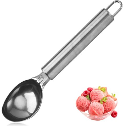 BEPSYOM Porzionatore per Gelato in Acciaio Inox Cucchiaio Gelato Palline Melone e Biscotti Spallinatore Gelato Utensili da Cucina Lavabile in Lavastoviglie