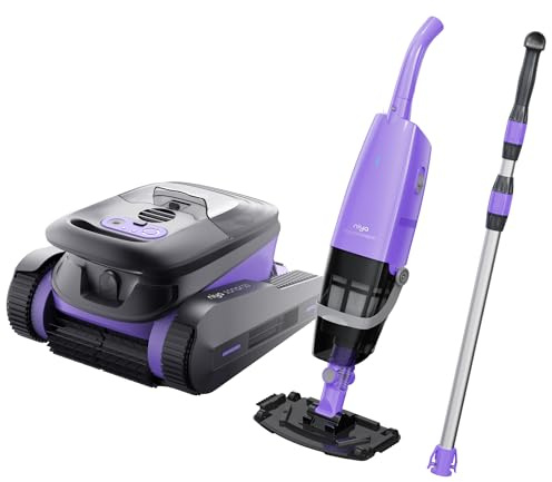 Niya Sonar 50 Robot Piscina Senza Fili con Planificazione Intelligente, l'App e Aspiratore Piscina Ricaricabile NIYA AquaSweep S1 con asta telescopica, Pulizia combinata per la tua Piscina Fino a 12m