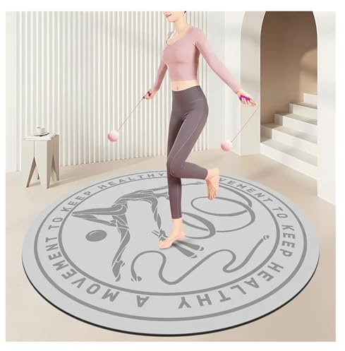 Tappetino da yoga con corda per saltare e assorbire gli urti, silenzioso, per aerobica, fitness, esercizi, antiscivolo, insonorizzante, per sala sportiva (grigio chiaro, 80 x 80 cm)