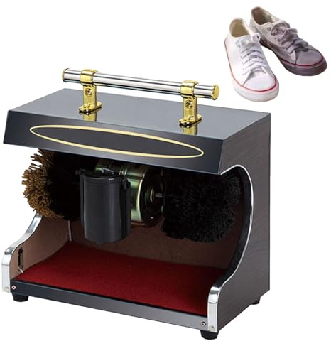 Cireuse à chaussures électrique avec double brosse combinée, idéale pour le nettoyage des chaussures dans les halls d'entrée d'hôtel. Fonctionnement automatique par induction, faible niveau sonore e