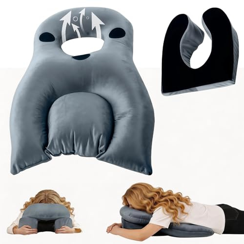 BUERPINKING Almohada para dormir boca abajo con orificio para la cabeza, almohada de recuperación en posición boca abajo para retina y cirugía ocular, almohada para piercing con abertura para respirar