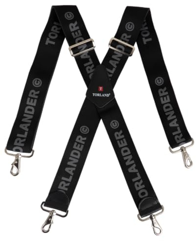 TORLAND® Men's Heavy-Duty Braces with Cowhide Leather, 5 cm Wide, Carabiner-Style Clasps, for Work Trousers | 135 cm Length, Fits up to 2 m tall