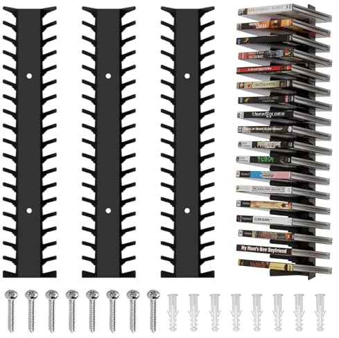 Dwlhap 4 Packs Video Game Storage Wall Mount, Heavy Duty Metal Game Case Holder for PS5 PS4 Xbox Switch, Media Shelves Organizer Holds Up to 72 Discs